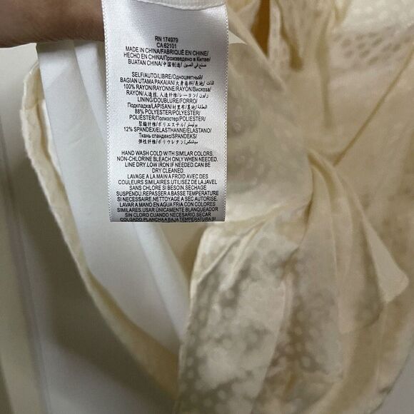 NEW! BCBG MaxAzria Women's Dotted Satin Ruched off white v-Neck Mini Dress $318 - Picture 2 of 6